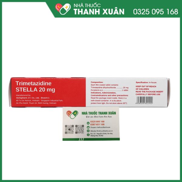 Trimetazidin Stada 20 mg điều trị bệnh tim mạch (2 hộp vỉ x 30 viên) Stada